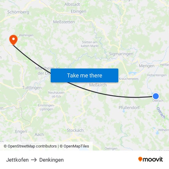 Jettkofen to Denkingen map