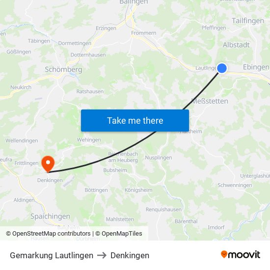 Gemarkung Lautlingen to Denkingen map