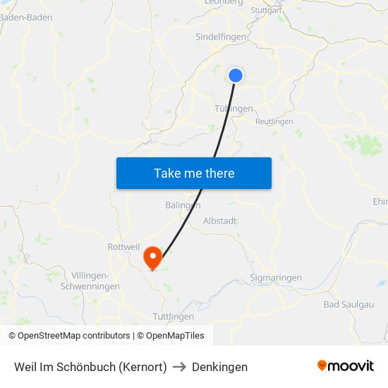 Weil Im Schönbuch (Kernort) to Denkingen map