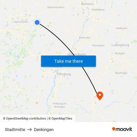 Stadtmitte to Denkingen map