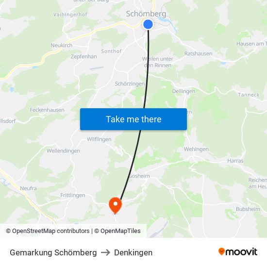 Gemarkung Schömberg to Denkingen map