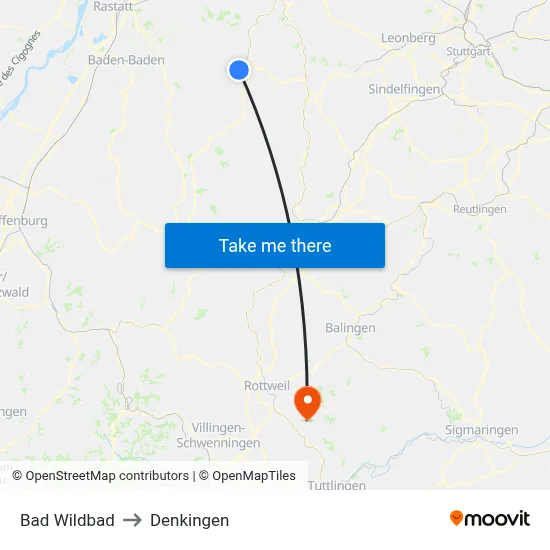 Bad Wildbad to Denkingen map