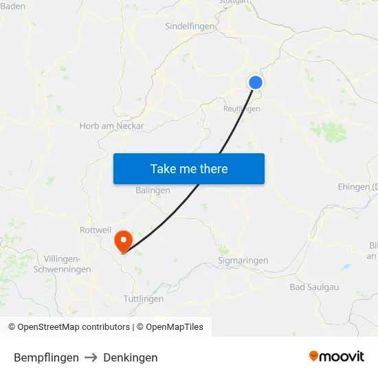 Bempflingen to Denkingen map