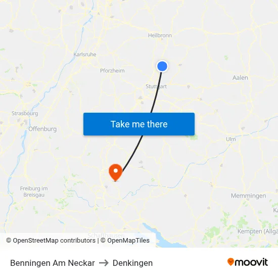 Benningen Am Neckar to Denkingen map