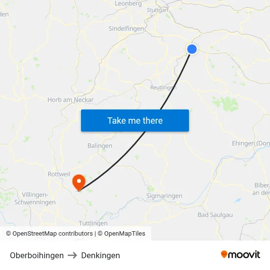 Oberboihingen to Denkingen map