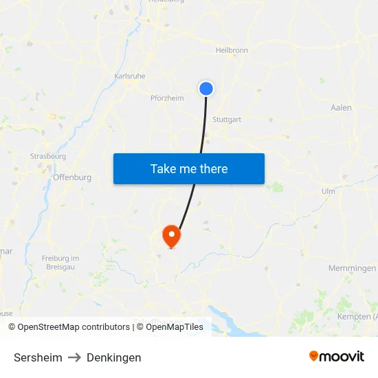 Sersheim to Denkingen map