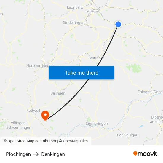 Plochingen to Denkingen map