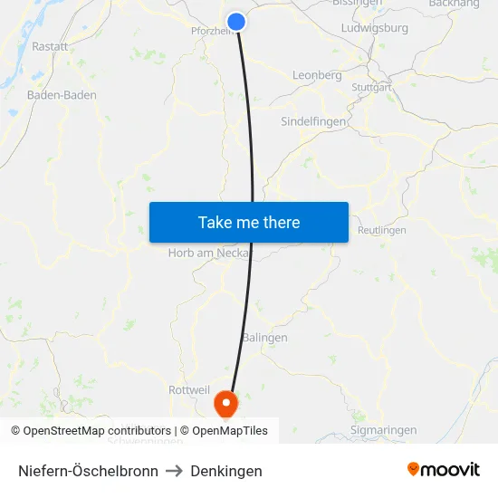Niefern-Öschelbronn to Denkingen map