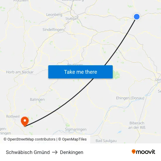 Schwäbisch Gmünd to Denkingen map