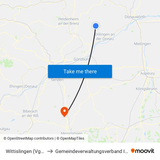 Wittislingen (Vgem) to Gemeindeverwaltungsverband Illertal map