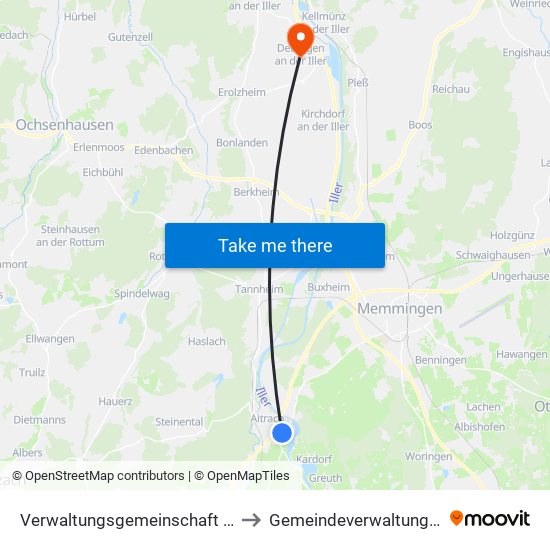 Verwaltungsgemeinschaft Leutkirch Im Allgäu to Gemeindeverwaltungsverband Illertal map