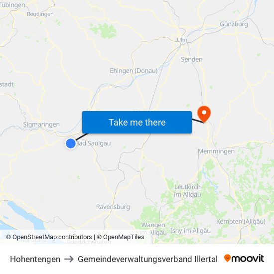 Hohentengen to Gemeindeverwaltungsverband Illertal map