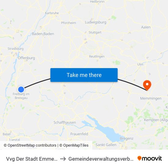 Vvg Der Stadt Emmendingen to Gemeindeverwaltungsverband Illertal map