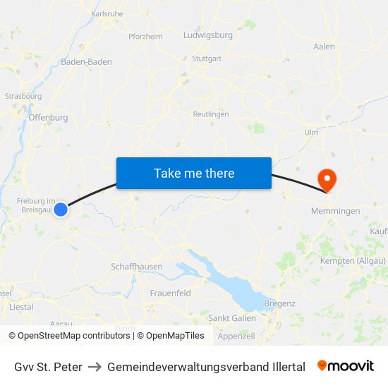 Gvv St. Peter to Gemeindeverwaltungsverband Illertal map