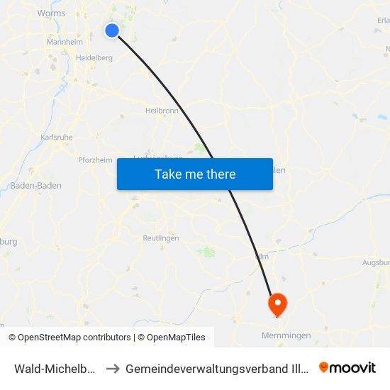 Wald-Michelbach to Gemeindeverwaltungsverband Illertal map