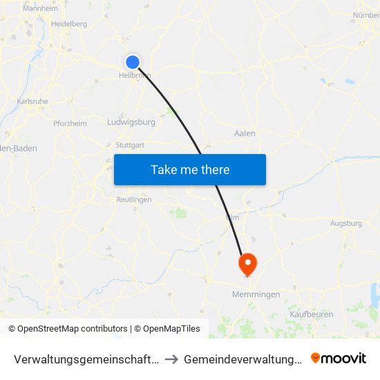 Verwaltungsgemeinschaft Bad Friedrichshall to Gemeindeverwaltungsverband Illertal map