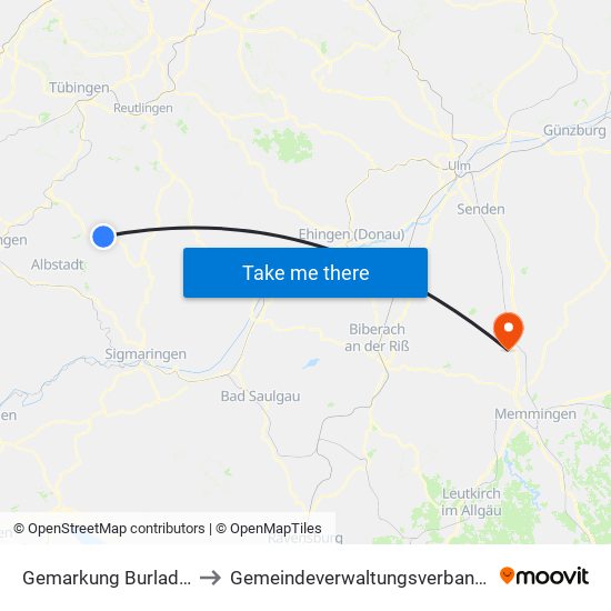 Gemarkung Burladingen to Gemeindeverwaltungsverband Illertal map