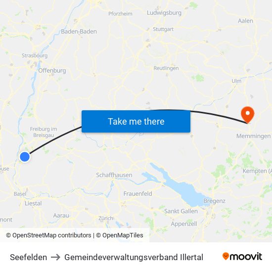 Seefelden to Gemeindeverwaltungsverband Illertal map