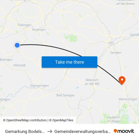 Gemarkung Bodelshausen to Gemeindeverwaltungsverband Illertal map