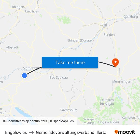 Engelswies to Gemeindeverwaltungsverband Illertal map