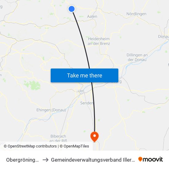 Obergröningen to Gemeindeverwaltungsverband Illertal map