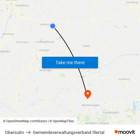 Obersulm to Gemeindeverwaltungsverband Illertal map