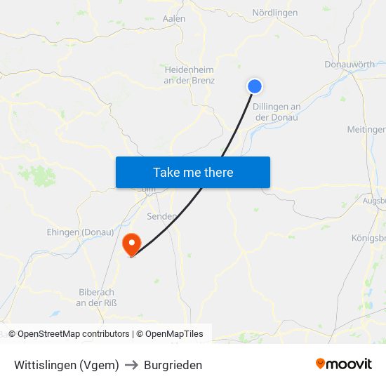 Wittislingen (Vgem) to Burgrieden map