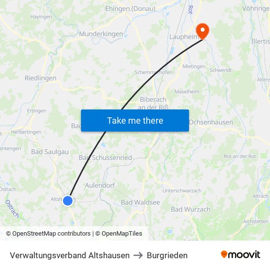 Verwaltungsverband Altshausen to Burgrieden map