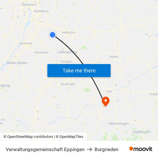 Verwaltungsgemeinschaft Eppingen to Burgrieden map