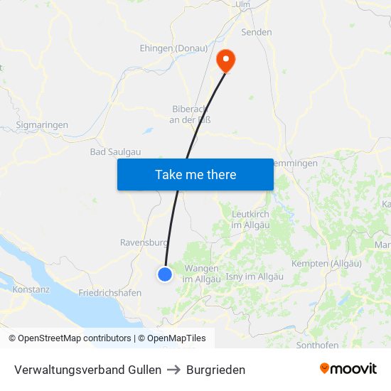 Verwaltungsverband Gullen to Burgrieden map