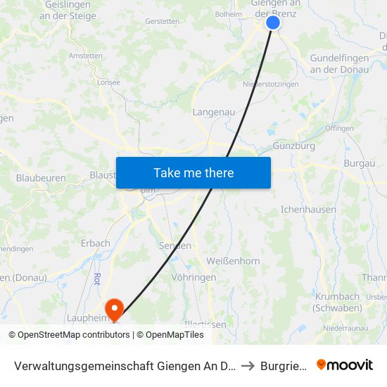 Verwaltungsgemeinschaft Giengen An Der Brenz to Burgrieden map