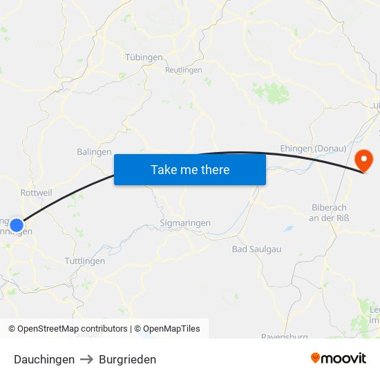 Dauchingen to Burgrieden map
