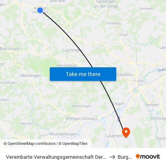 Vereinbarte Verwaltungsgemeinschaft Der Stadt Weilheim An Der Teck to Burgrieden map