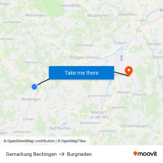Gemarkung Bechingen to Burgrieden map
