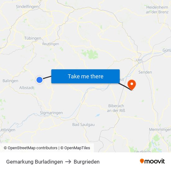 Gemarkung Burladingen to Burgrieden map