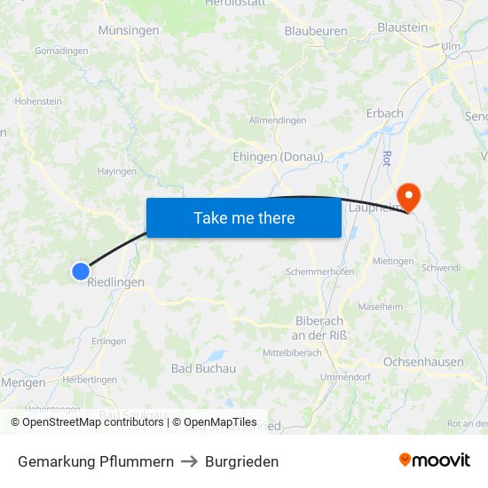 Gemarkung Pflummern to Burgrieden map
