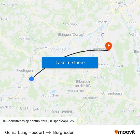 Gemarkung Heudorf to Burgrieden map