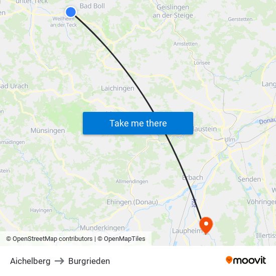 Aichelberg to Burgrieden map