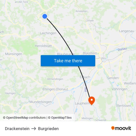 Drackenstein to Burgrieden map