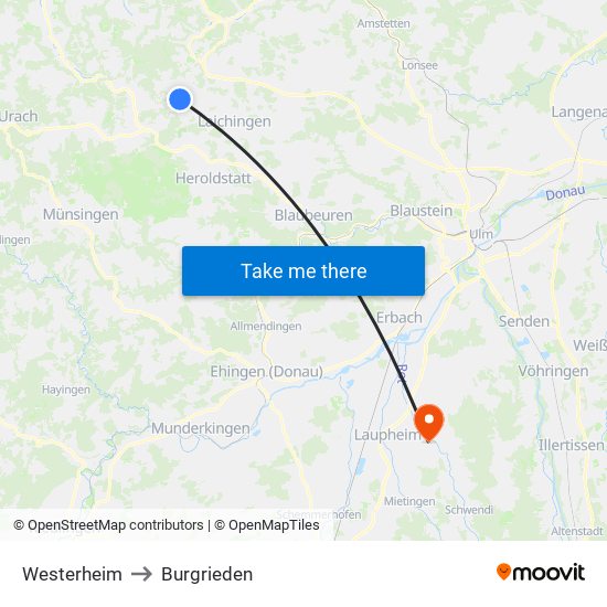 Westerheim to Burgrieden map