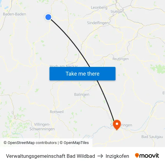 Verwaltungsgemeinschaft Bad Wildbad to Inzigkofen map