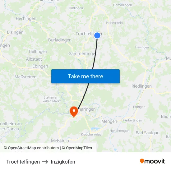 Trochtelfingen to Inzigkofen map