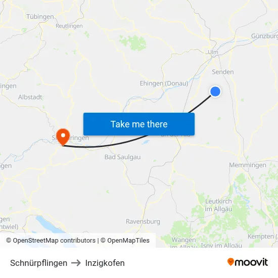 Schnürpflingen to Inzigkofen map
