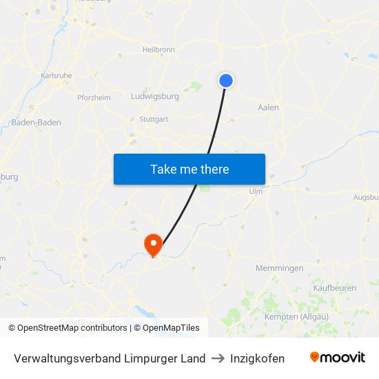 Verwaltungsverband Limpurger Land to Inzigkofen map