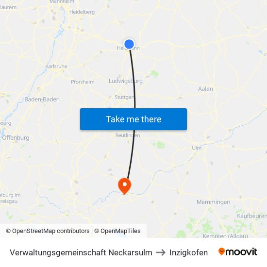 Verwaltungsgemeinschaft Neckarsulm to Inzigkofen map