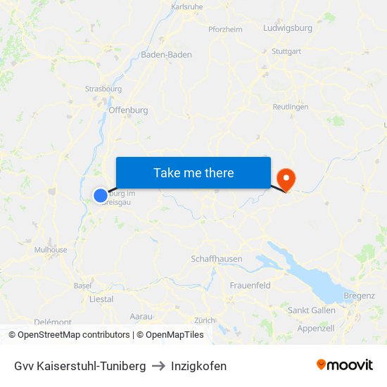 Gvv Kaiserstuhl-Tuniberg to Inzigkofen map