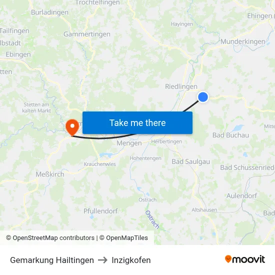 Gemarkung Hailtingen to Inzigkofen map