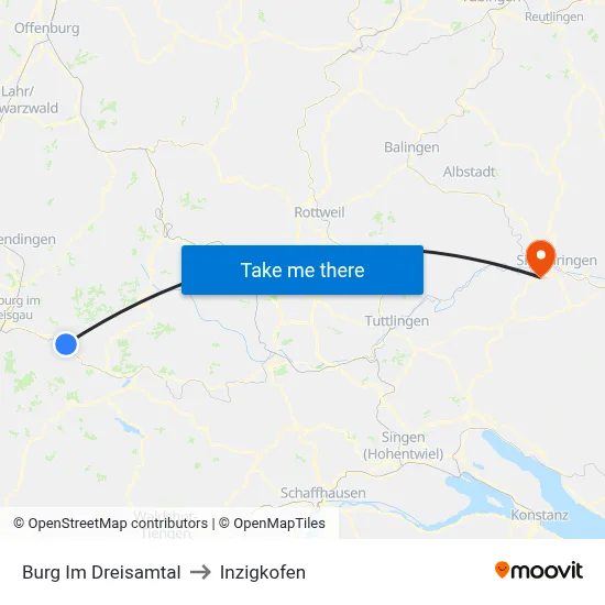 Burg Im Dreisamtal to Inzigkofen map