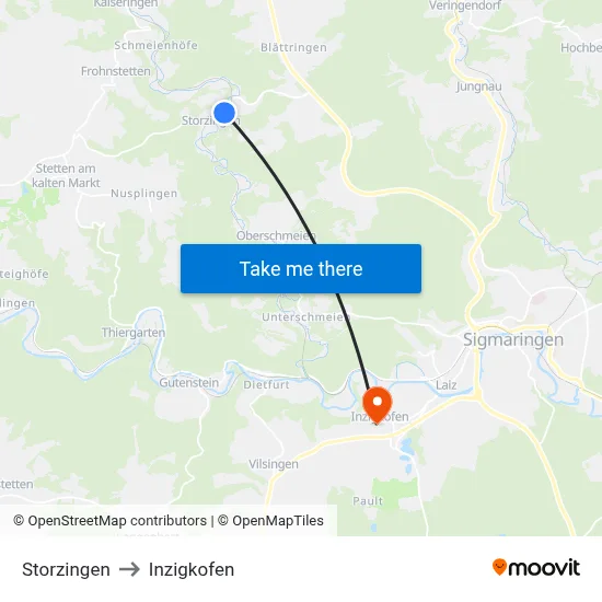 Storzingen to Inzigkofen map
