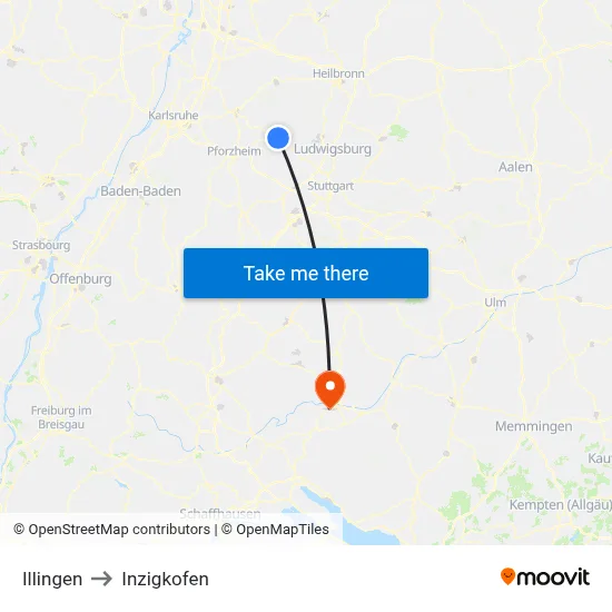 Illingen to Inzigkofen map